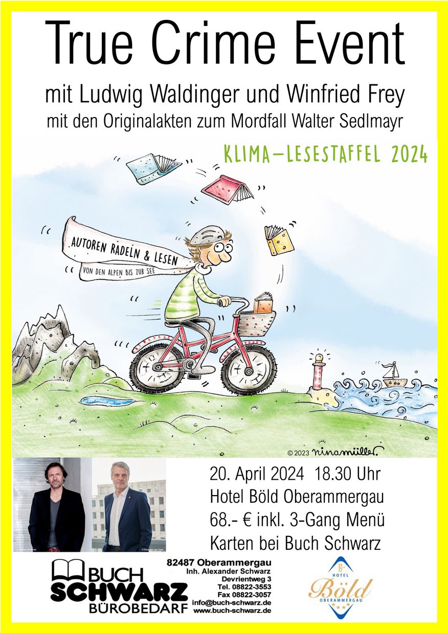 True Crime Event mit Ludwig Waldinger und Winfried Frey mit den Originalakten zum Mordfall Walter Sedlmayr Klima - Lesestaffel 2024